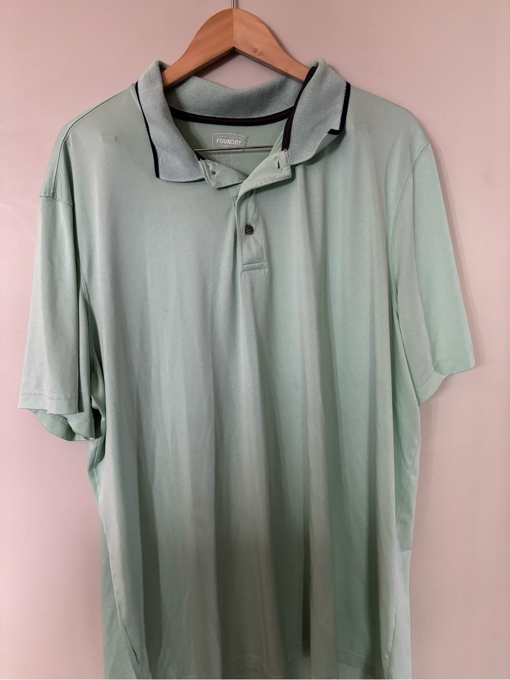 The Foundry Supply Co. Mens Mint Green Polo Shirt with Contrast Collar